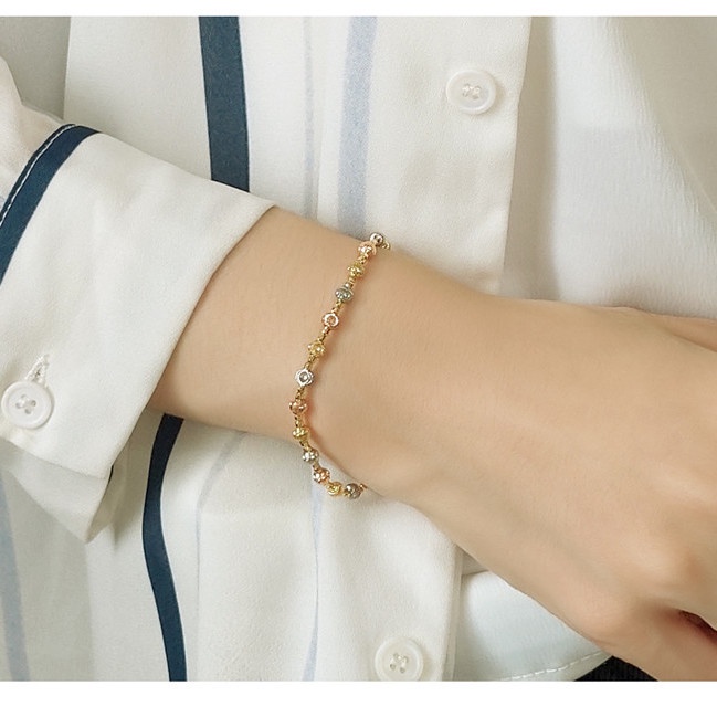 Vòng Đeo Tay Ba Màu Mạ Vàng 18k Phong Cách Mới Có Thể Điều Chỉnh haobing boutiqu