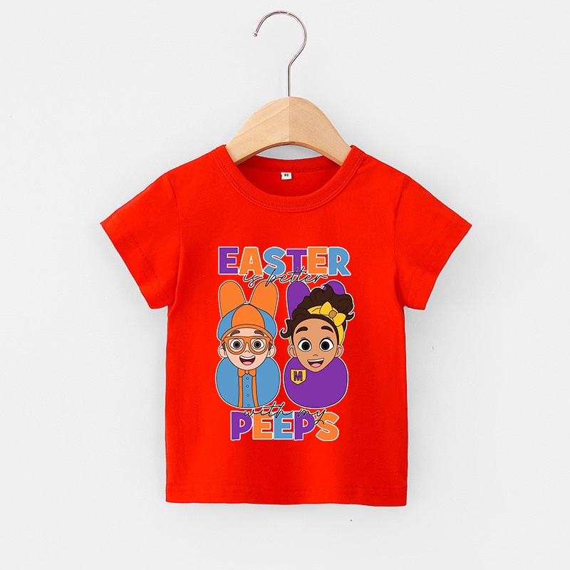 Áo thun trẻ em BLIPPI ART, 8 màu áo, đầy đủ size có big size, áo thun cho bé Cotton, Màu khác nhắn shop