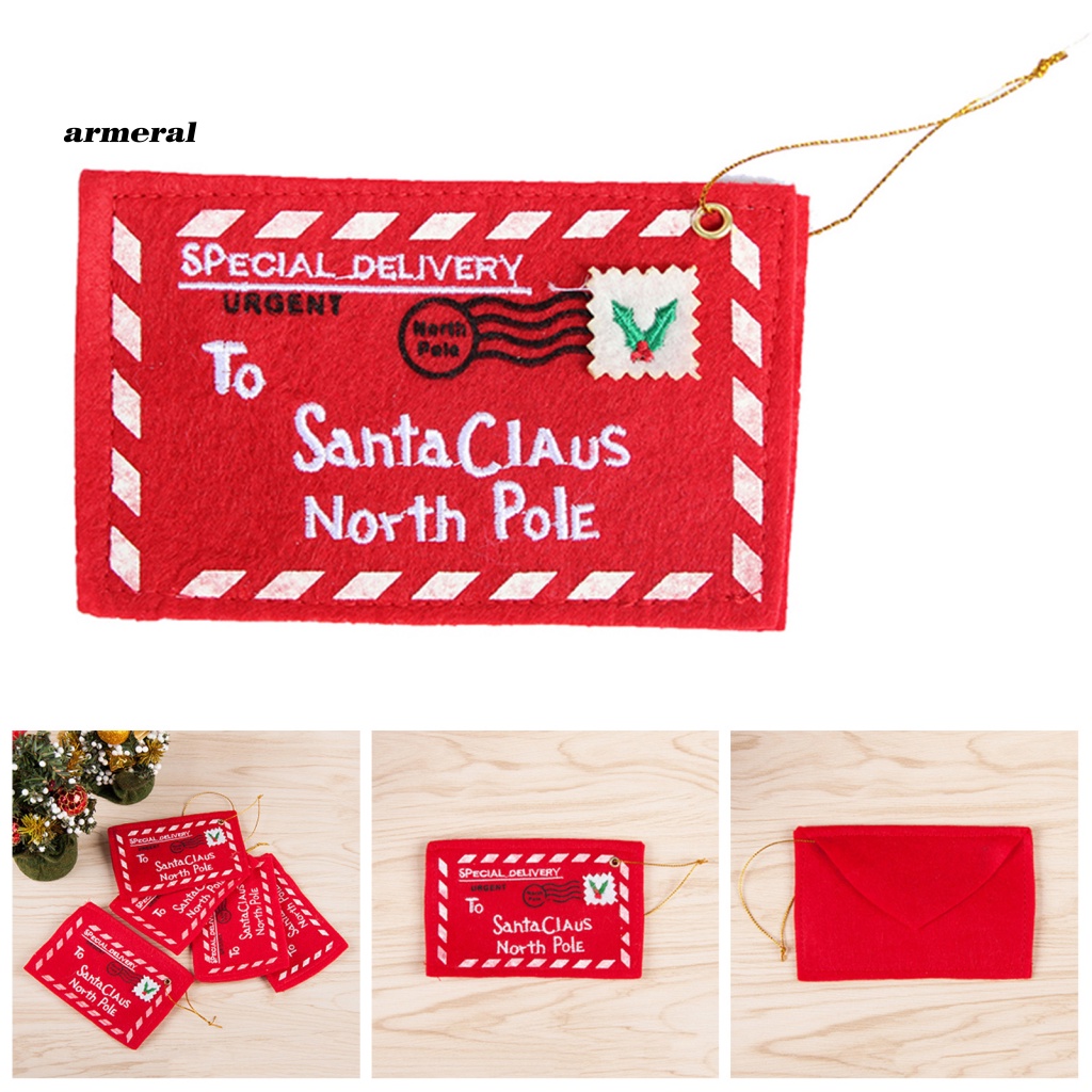 Set 10 Phong Bì Bằng Vải In Chữ Treo Trang Trí Cây Thông Noel Có Thể Tái Sử Dụng