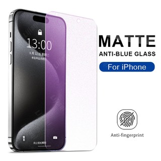 Kính cường lực nhám chống ánh sáng xanh và dấu vân tay cho iPhone 11 12 13 14 15 Pro Max X XS XR 6 6S 7 8 Plus
