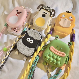 [Kẹp ví] Hợp thời trang ins Phim hoạt hình Palm Dog Coin Purse Back Clip Chuỗi điện thoại di động chéo Vỏ điện thoại đa năng Dây nối dài diy Mặt dây chuyền BackClip