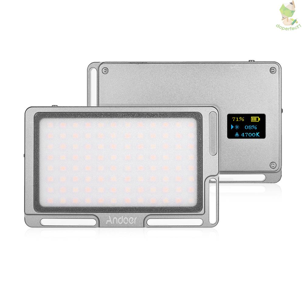 Andoer Đèn led Chụp Ảnh video 2800mah 1 / 4 inch Lỗ Vít 3500k-5700k Có Thể Tháo Rời 96 Đèn led Flo-9.7