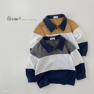 Áo polo dài tay beemo phối màu cho bé