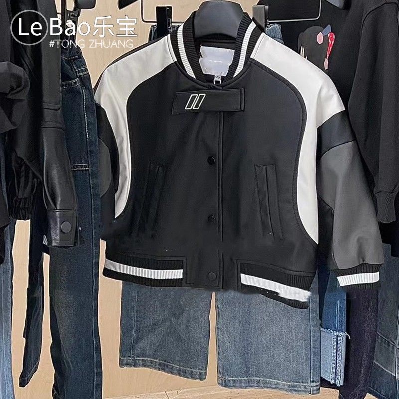 Áo Khoác Bóng Chày Bằng Da Dáng Rộng Thời Trang Mùa Thu Phong Cách Hàn Quốc Cho Bé Trai