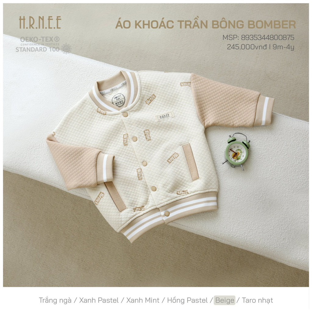 Áo Bomber trần bông Hrnee cho bé trai bé gái