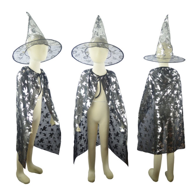 Đồ Hóa Trang Phù Thủy Áo Choàng Mũ Hóa Trang Halloween Cho Bé