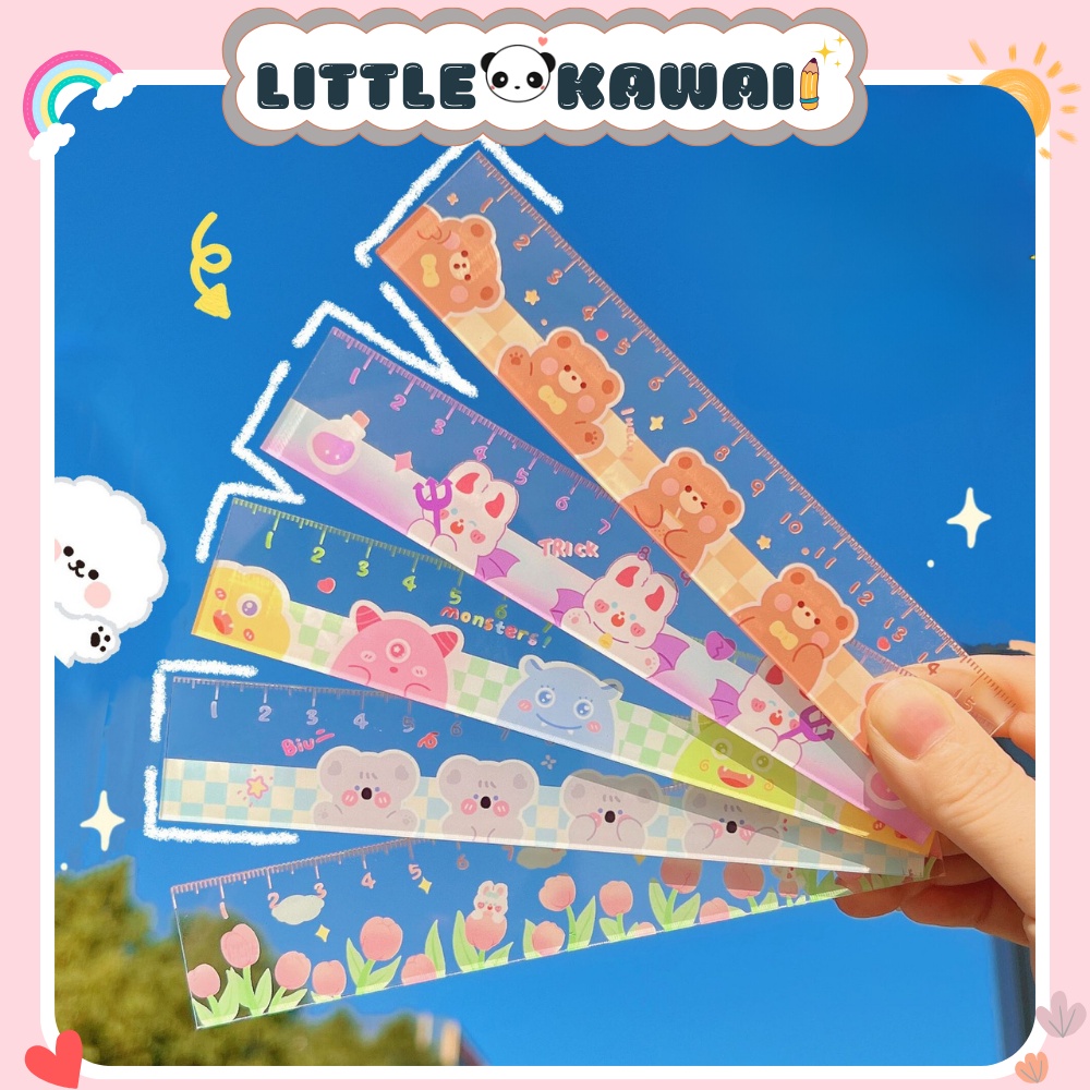 Thước nhựa trong suốt 15cm hoạt hình dễ thương