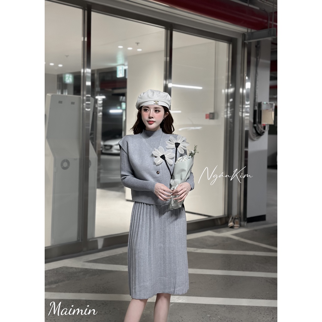 Set gile hoa 3D váy len chân dập ly hàng QC chất đanh mịn