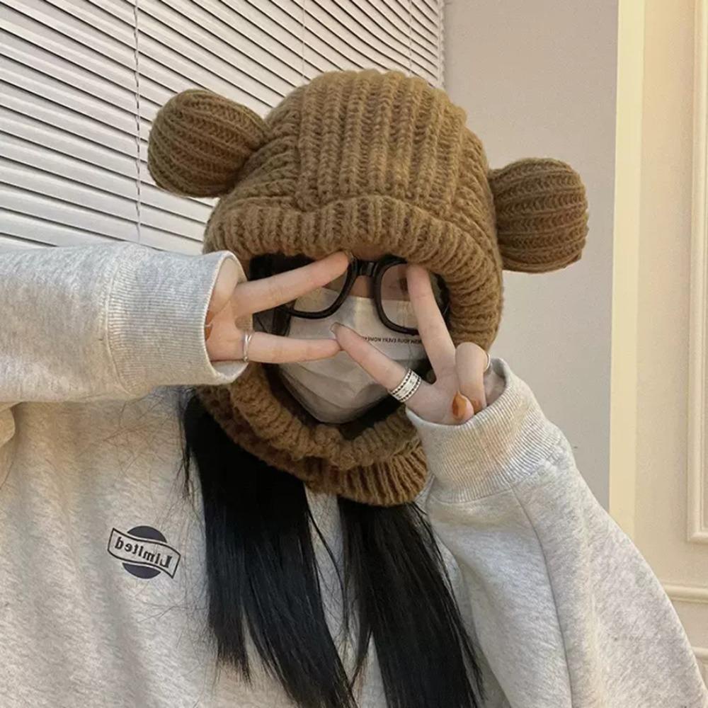 Muvako Mũ beanie Dệt Kim Giữ Ấm Tai Gấu Trượt Tuyết Mùa Đông
