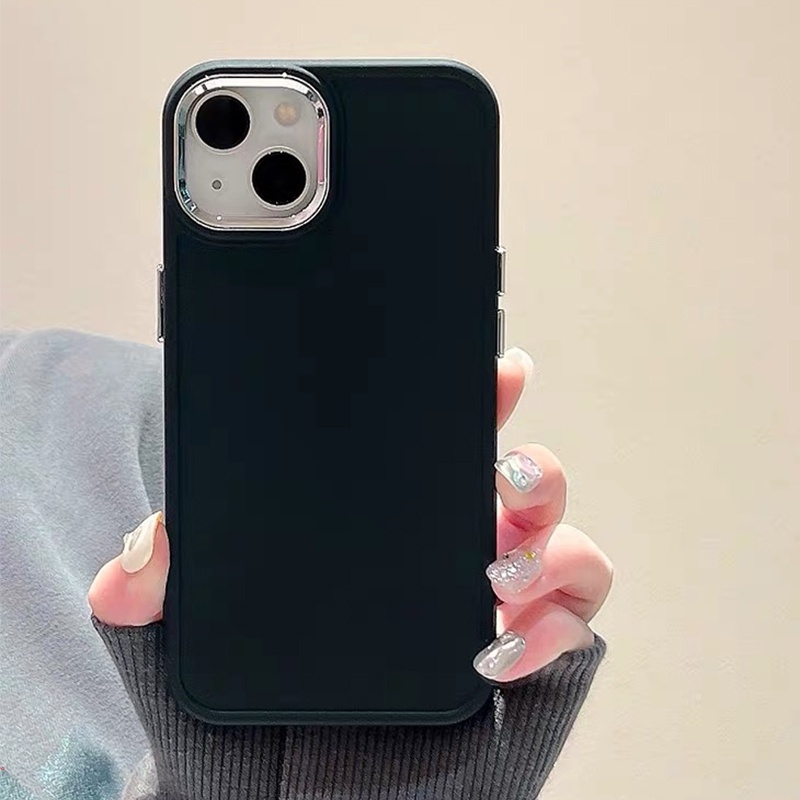 Mềm Ốp Điện Thoại Silicon Dẻo Màu Hồng Nút Kim Loại Cho iphone 14 pro max 13 12 11 pro max xs max x xr 8 + 7 plus
