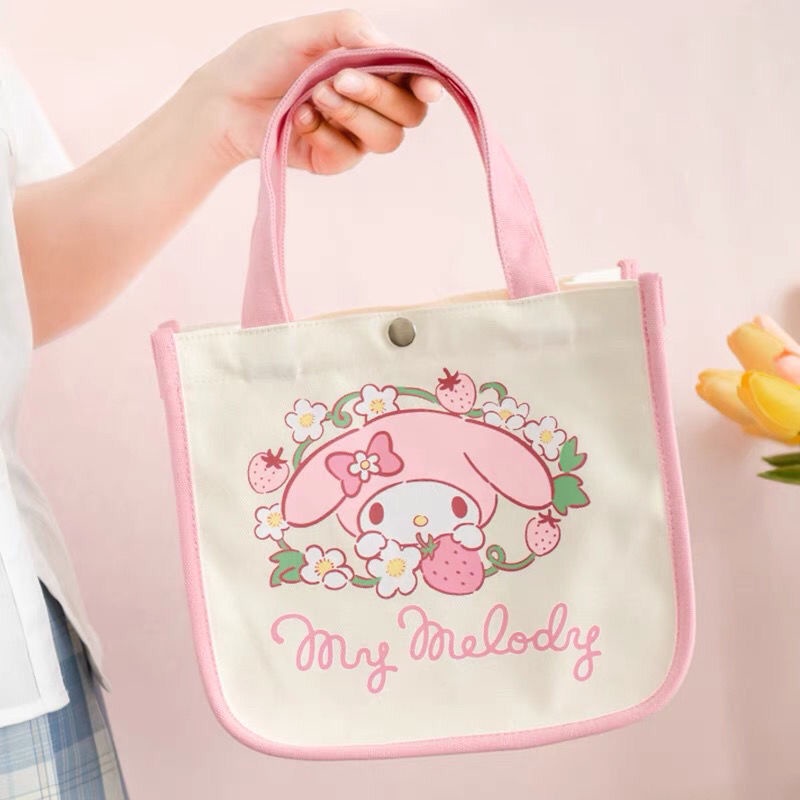Túi Vải canvas Đựng Cơm Trưa In Hình Chó cinnamon Dễ Thương