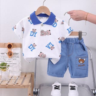 Set Đồ Mùa Hè 2 Món Gồm Áo Thun polo + Quần Ngắn cotton Thời Trang Cho Bé Trai 0-5 Tuổi
