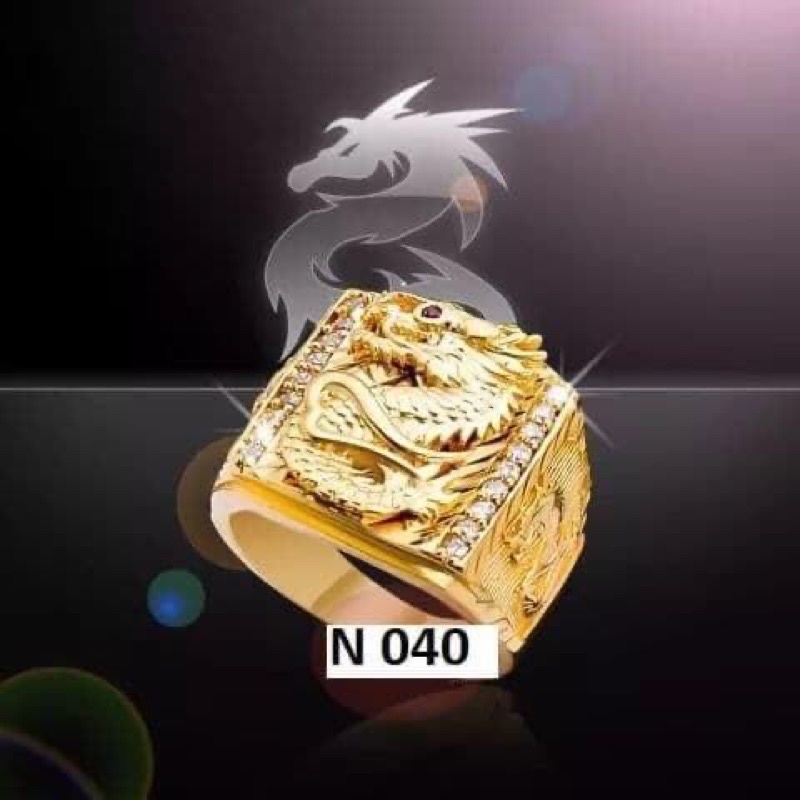 nhẫn nam mạ vàng hình rồng cuốn đính đá sang trọng đẳng cấp