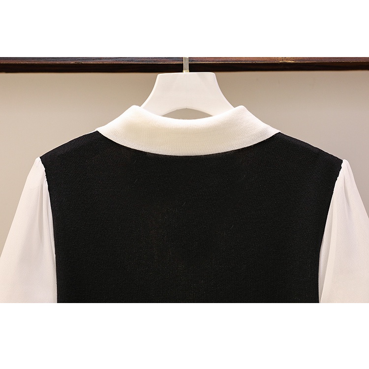 🌸Hàng Order🌸Váy Đầm Bigsize Len Dệt Kim Cổ Sơ Mi Chân Váy Đuôi Cá Thắt Nơ Cổ Tháo Rời Trẻ Trung🌸Hàng Quảng Châu