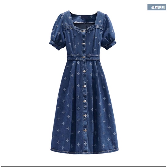 🌸Hàng Order🌸Váy Đầm Bigsize Jean Hoạ Tiết Tay Bồng Kiểu Cách Dáng Xoè Trẻ Trung Nữ Tính🌸 Hàng Quảng Châu