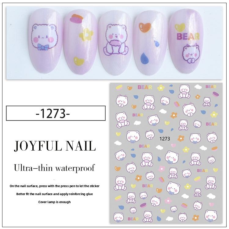 Miếng Dán Trang Trí Móng Tay Hình Gấu / Thỏ / Hành Tinh / Gấu Hoạt Hình Dễ Thương