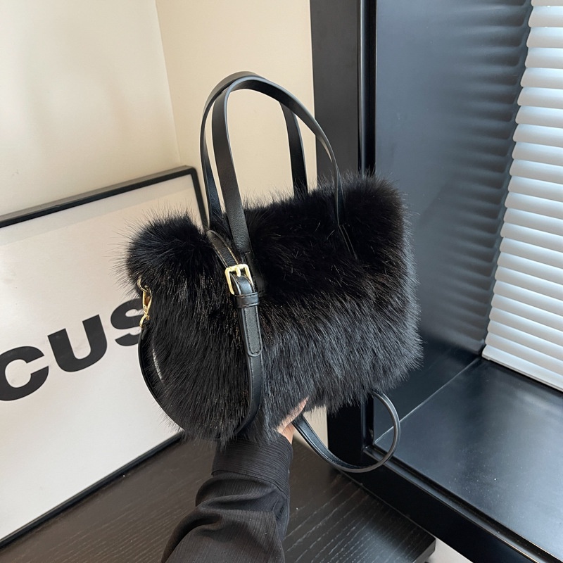 Túi tote Đeo Vai Mùa Thu Đông 2023 Bằng Vải Lông Dễ Thương Kết Cấu Rau Củ Quả