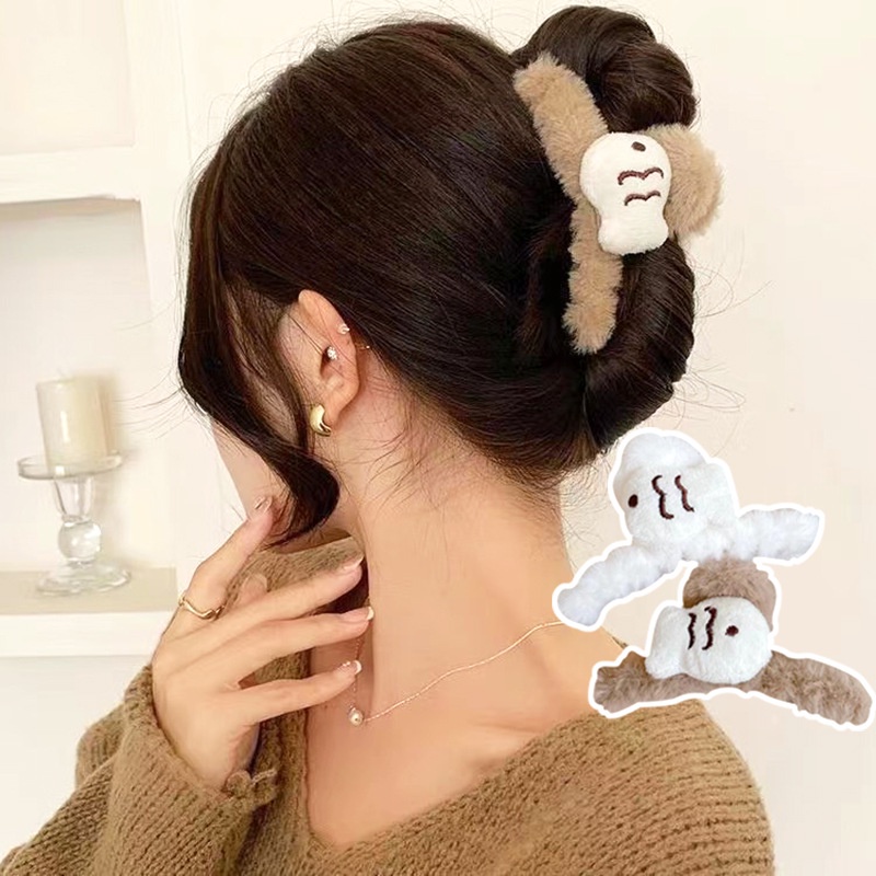 Kẹp Tóc Lông Nhung Hoạt Hình Phong Cách Hàn Quốc Dễ Thương Xinh Xắn 14cm
