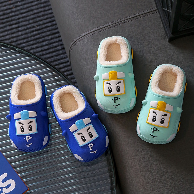 Dép cotton Đế Mềm Chống Trượt Giữ Ấm Họa Tiết Hoạt Hình Dễ Thương Cho Bé Trai Và Gái
