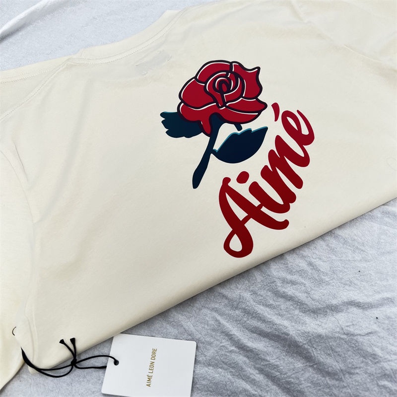 MVEI Aime Leon Dore Rose Graphic Tee Pristin Rose printed short-sleeved T-shirt for men and women