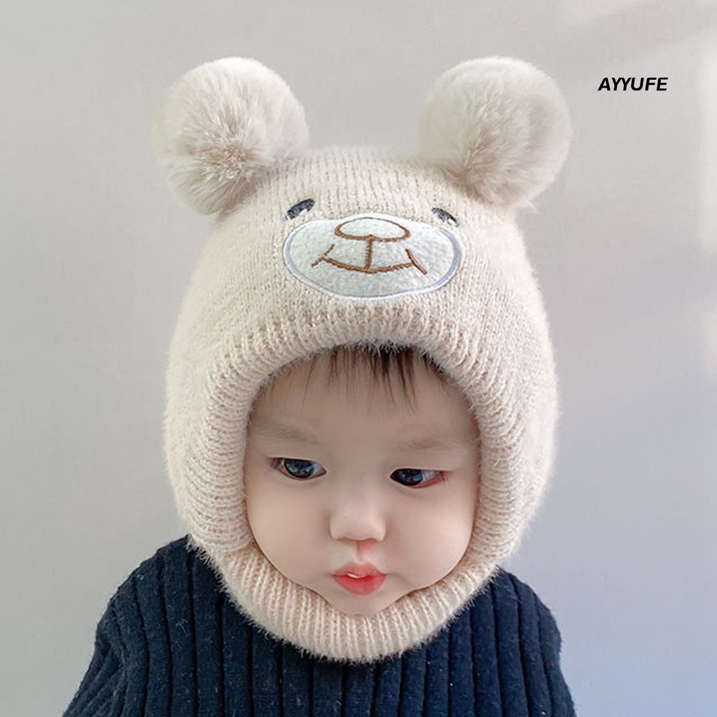 Mũ Len Trùm Đầu Đính Quả Bông Dày Dặn Màu Trơn Độ Co Giãn Cao Một Kích Thước Ấm Áp Trọng Lượng Nhẹ Trang Trí Nhà Cửa Cho Bé