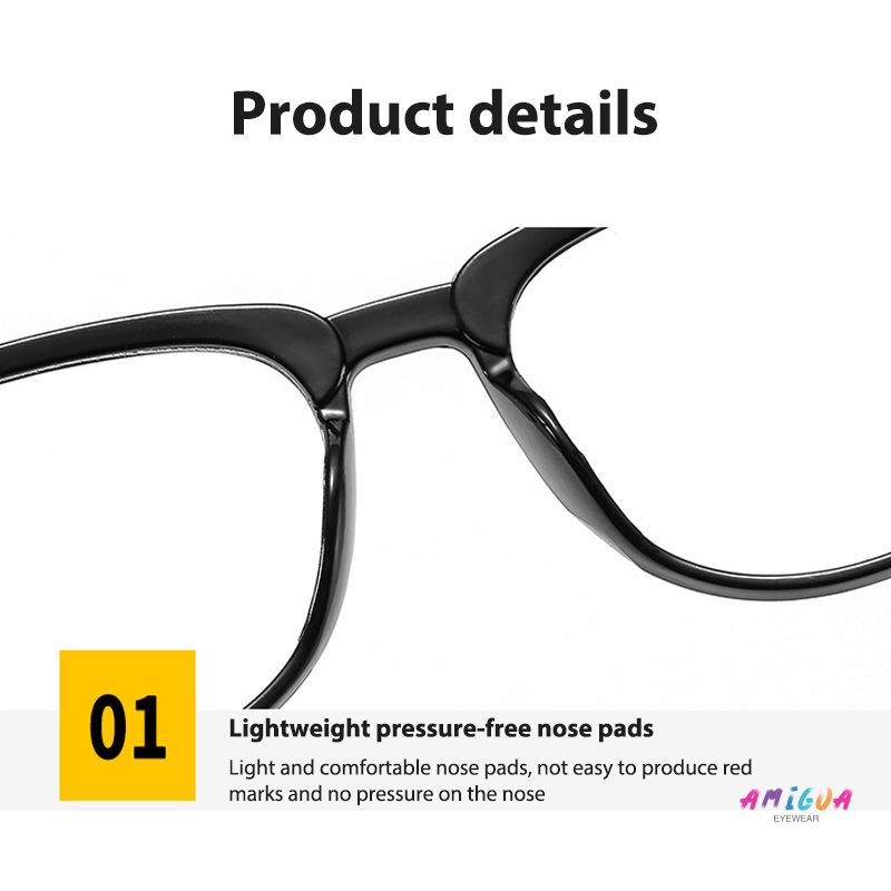 Mắt Kính Gọng Vuông Phẳng Trang Trí Máy Tính Phong Cách Cổ Điển