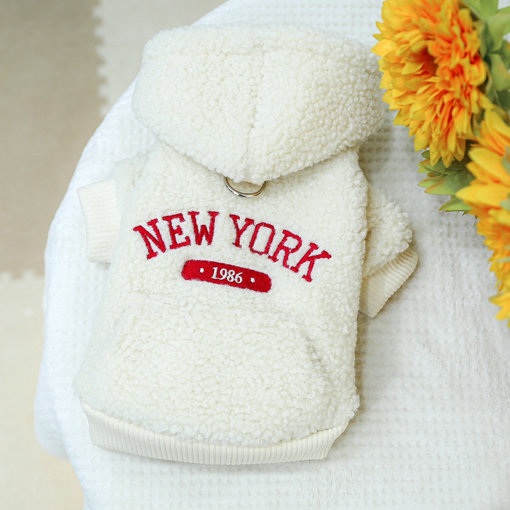 Áo hoodie Vải Bông Giữ Ấm In Chữ new york Thời Trang Mùa Đông Dành Cho Chó Mèo