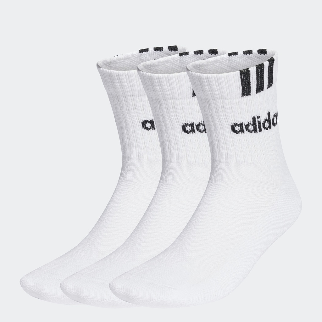 adidas Phong cách sống Bộ 3 Đôi Tất Lót Đệm Cổ Cao 1/4 Linear 3 Sọc Unisex trắng HT3437