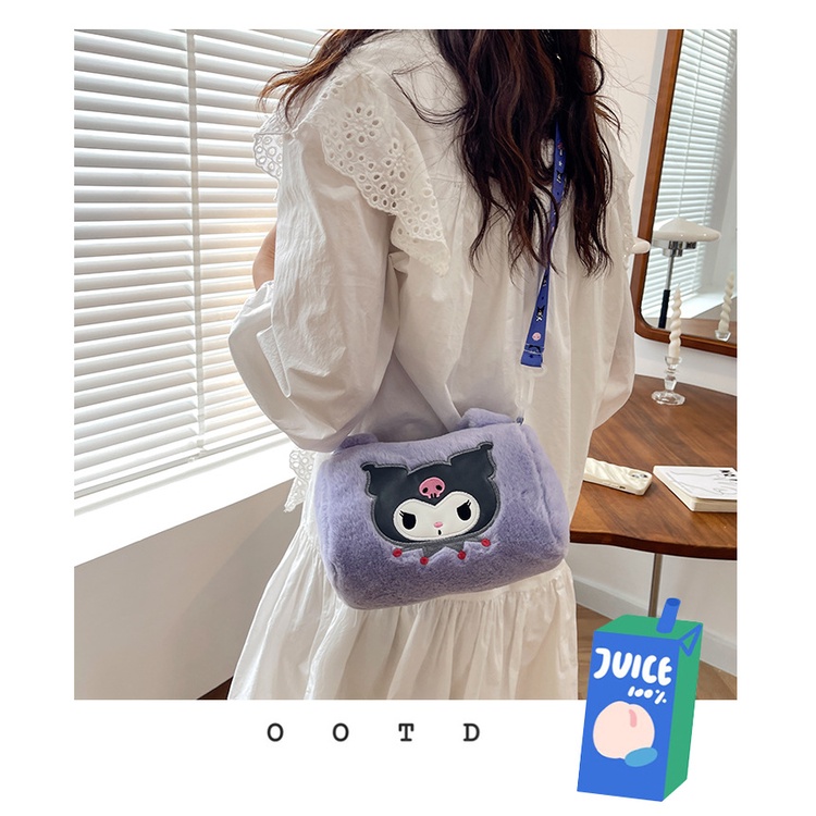 Túi Đeo Chéo gấu dâu Một Bên Vai Hình Chữ Nhật Nhồi Bông Phong Cách Mới Bán Sỉ