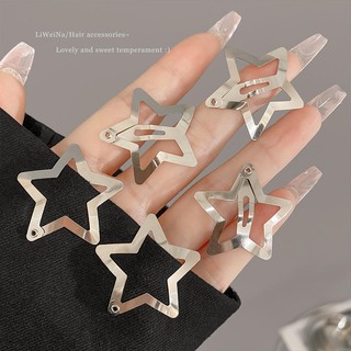 1 kẹp tóc ngôi sao bạc thời trang hàn quốc, kẹp tóc y2k xinh xắn cho bạn gái, kẹp mái thời trang hottrend