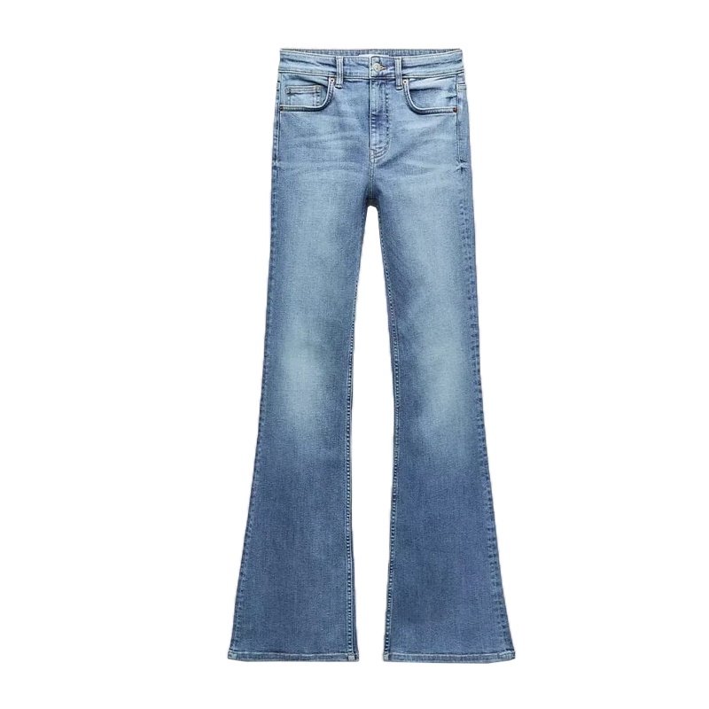 Zara Quần jeans Ống Loe Lưng Cao Thời Trang Mùa Thu Dành Cho Nữ 0541243