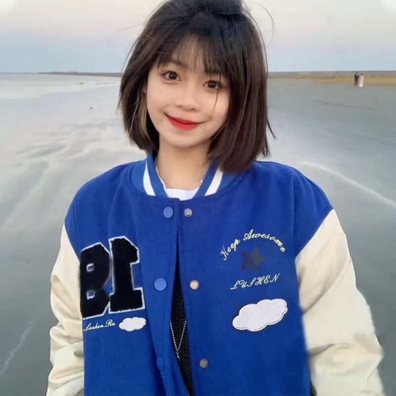 Áo Khoác Bóng Chày Da pu Dáng Rộng Phong Cách Đường Phố Mỹ Cá Tính Cho Nam