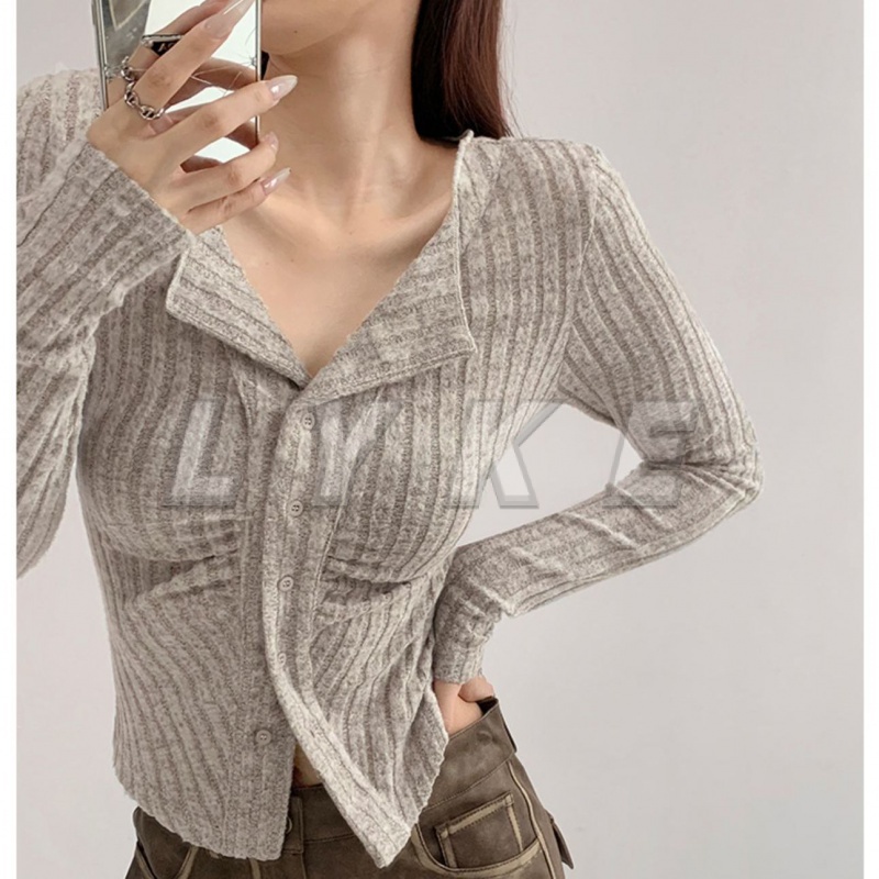 Y2K Áo cardigan len Áo sweater Dệt Kim Tay Dài Cổ Chữ v Cài Nút Thời Trang Mùa Thu 2023 Quyến Rũ Cho Nữ croptop cardigan