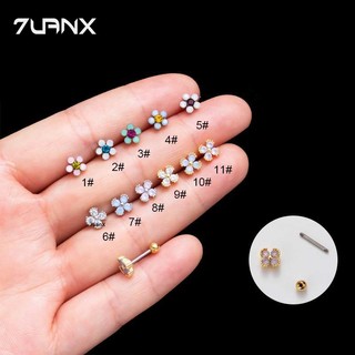 1 Khuyên Tai Thép Không Gỉ Đính Đá zircon Hình Hoa 20gauge / helix / lobe / pinna