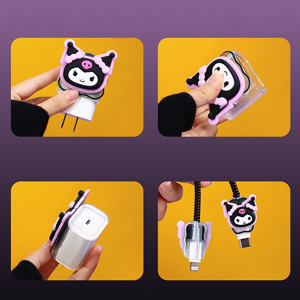 Hoạt Hình Phụ Kiện Bảo Vệ Dây Cáp Sạc iphone 18 / 20w 3d Hình sanrio kuromi