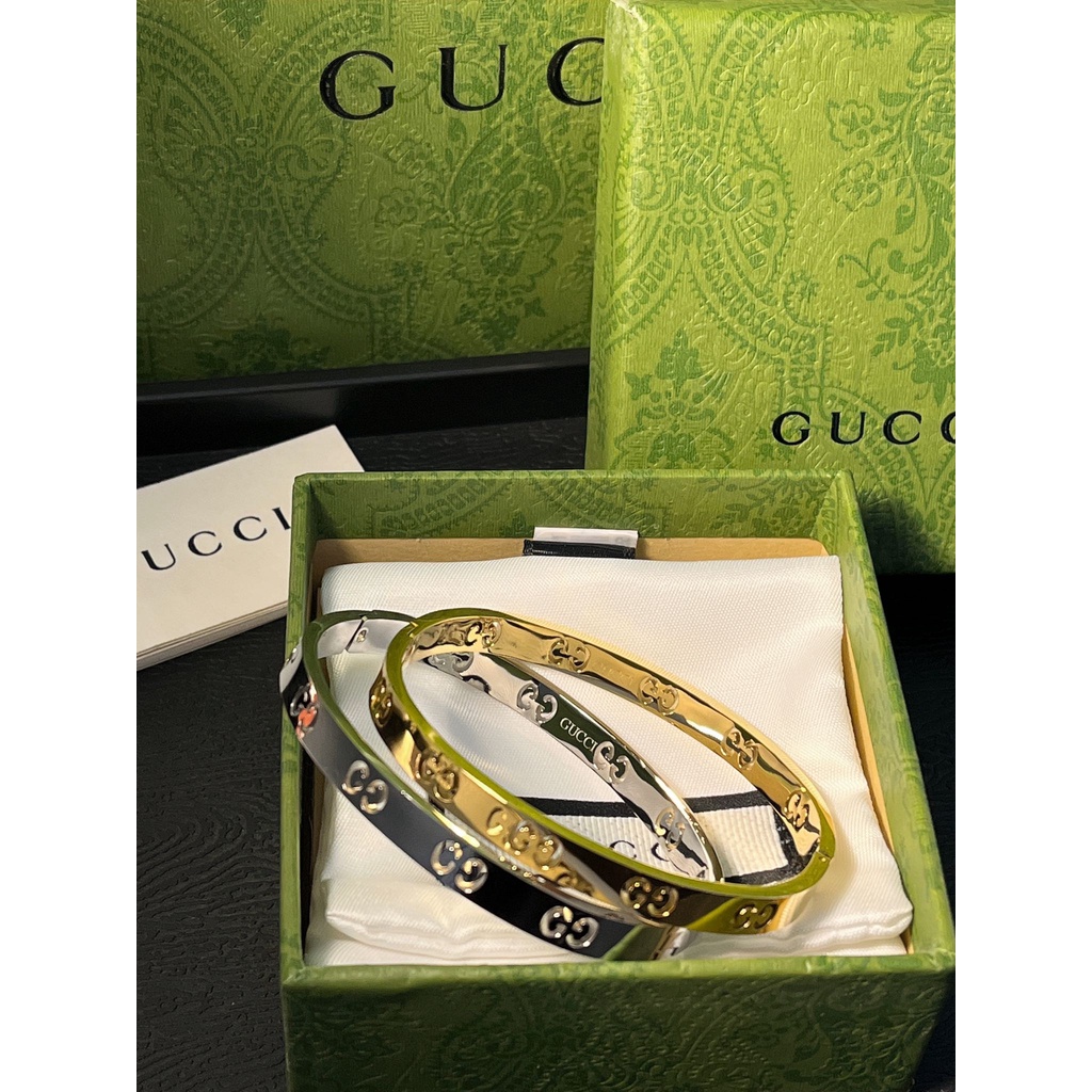 Vòng Đeo Tay Bằng Thép Titan Chống Nước Không Gỉ In Chữ Gucci
