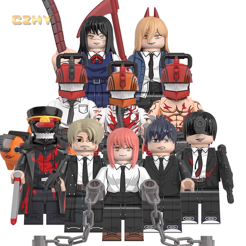 Pochita Đồ Chơi Khối Xếp Hình Quyền Lực Thiên Thần Ác Quỷ Meeno makima mini Bằng Nhựa wm6159