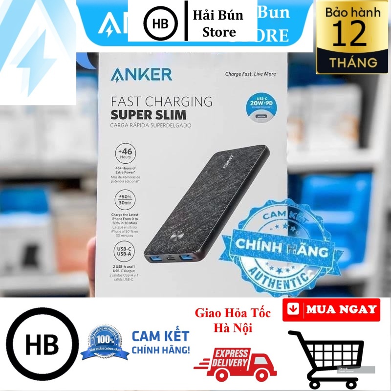 Sạc dự phòng Anker powerpore 3 Sense ( HÀNG F HÀNG TÂN TRANG) 10000mAh - A1231 / A1248 sạc nhanh 20W PD HaiBunStor