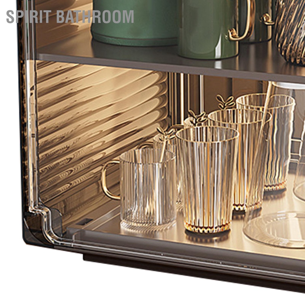 SPIRIT Bathroom Hộp đựng cốc bằng nhựa trong suốt có thể xếp chồng lên nhau chống bụi cho tủ để bàn