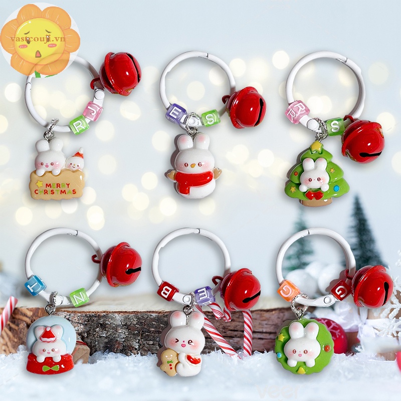 Vastji Móc Khóa Hình Thỏ Hoạt Hình Dễ Thương Trang Trí Cây Thông Noel