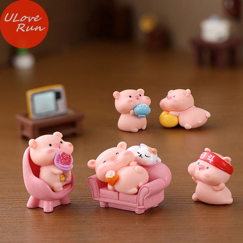 Uloverun 1 Mô Hình Chú Heo Hoạt Hình mini Trang Trí Tiểu Cảnh Để Bàn