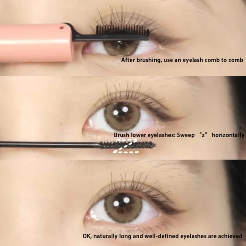 Mascara Hai Đầu Cọ Mảnh Nhanh Khô Chống Nhòe Cho Hàng Mi Cong Dày Tự Nhiên