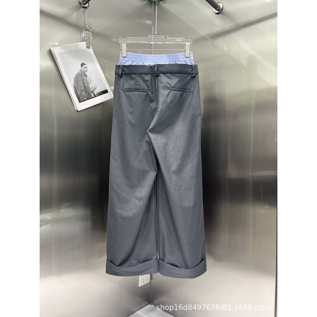 DGO2 Alexander Wang 23 Early Autumn new niche design fashion brand wide leg double waist suit pants fashionable casual all-match elegant style