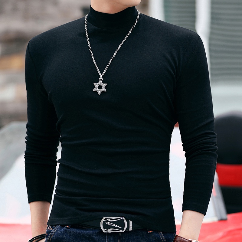 Jhzc Áo Thun Tay Dài Cổ Lọ Ôm Dáng Co Giãn Thời Trang Xuân Thu Cho Nam