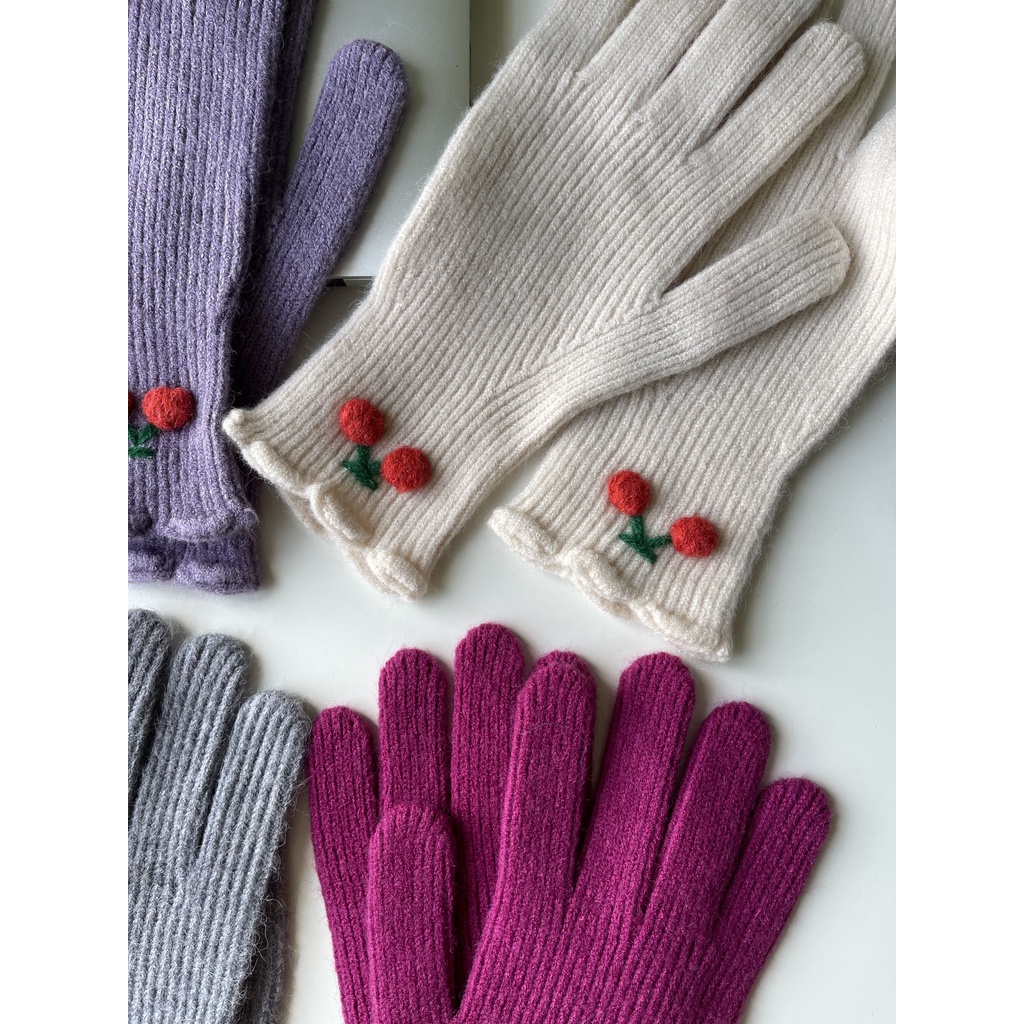 Găng Tay Len Dệt Kim Hở Ngón Màu Trơn Giữ Ấm Mùa Thu Đông Phiên Bản Hàn Quốc Có Thể Chạm Màn Hình Cảm Ứng Dành