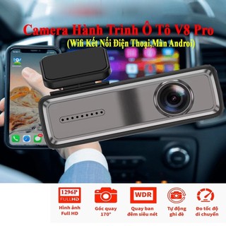 Camera hành trình v8,camera hành trình ô tô kết nối điện thoại và màn hình androi có gps tốc độ,độ phân giải 1296p