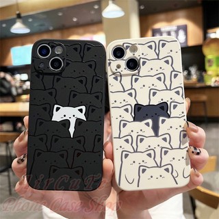  Ốp lưng iPhone 15 14 13 12 11 Pro Max X XR XS Max 8 7 6 6S + Plus SE 2020 Square Frame Protect Camera Hidden Cat Soft Case 