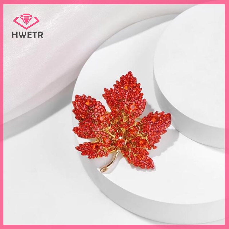 Ghim Cài Áo Hình Lá Phong Đính Đá Thời Trang Cho Nam Nữ Mới