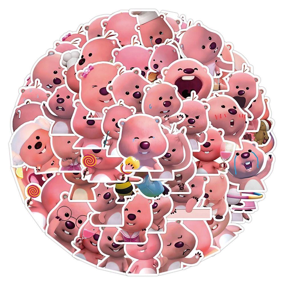 Keene Set 63 Miếng Dán Hoạt Hình Chống Nước Trang Trí Ván Trượt laptop Hành Lý Vui Nhộn Không Phai Màu