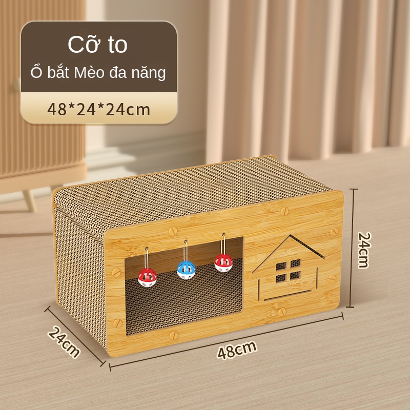 Đồ Chơi Cho Mèo Thùng mèo Cat Grip Board Cat Groove Giấy gợn sóng Chống mài mòn Nhà mèo hai tầng siêu lớn đứng lên Cat Claw Board Sofa Giường Cat Toy